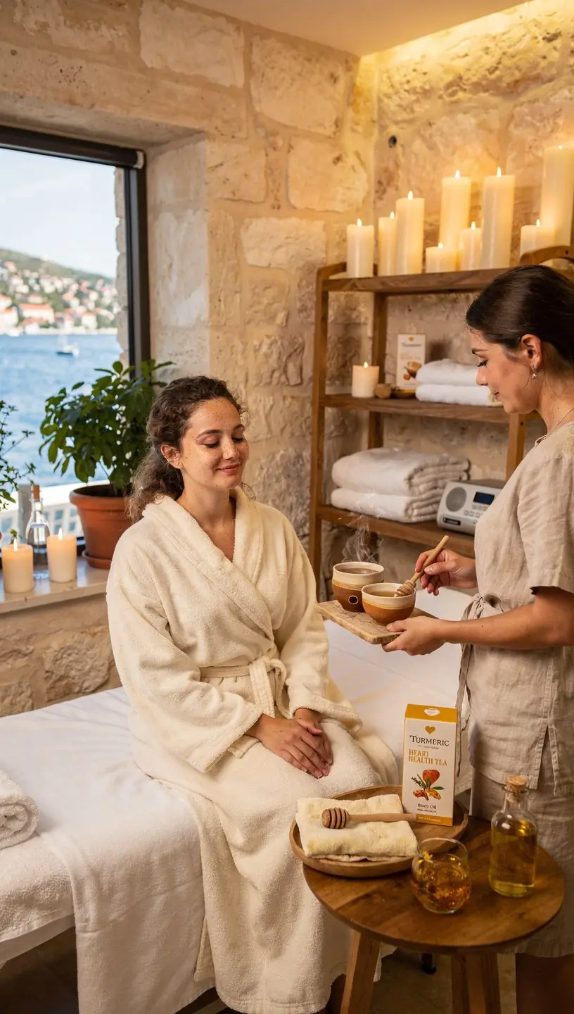 Svježi korijen kurkume s listovima na bijelom pozadini.