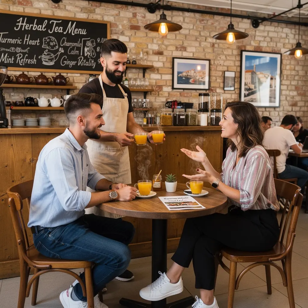 Zdravstvene koristi čaja od kurkume prikazane u infografici