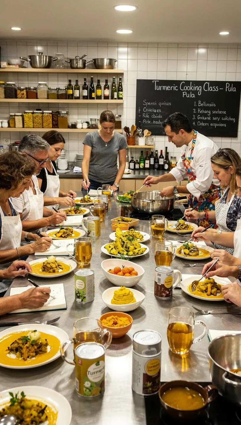 Zeleni čaj s kurkumom u elegantnoj šalici na drvenom stolu.